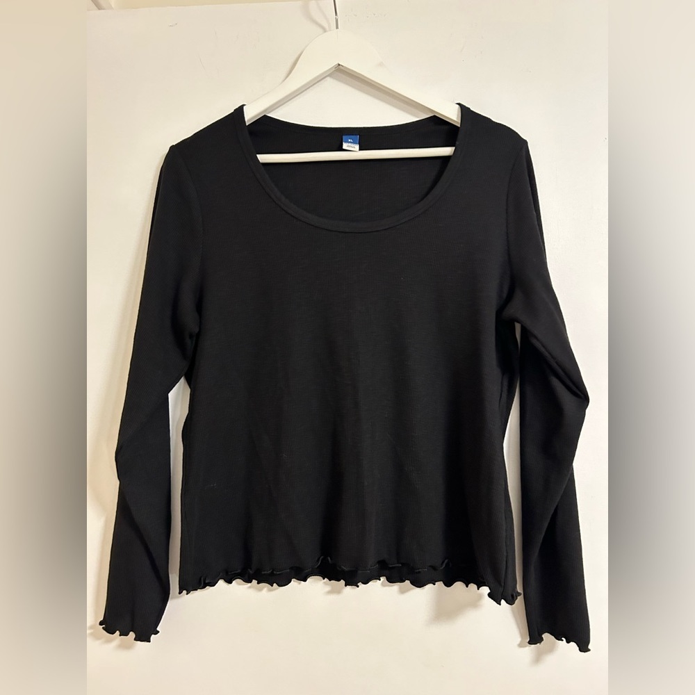 Old Navy Cozy Pointelle-Knit Pajama Top for Women, Balck, XL​
